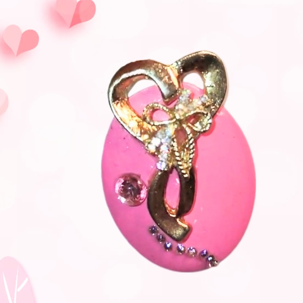 Gold Ribbon Bow on Pink Tac Pin -> BONUS BUY -<